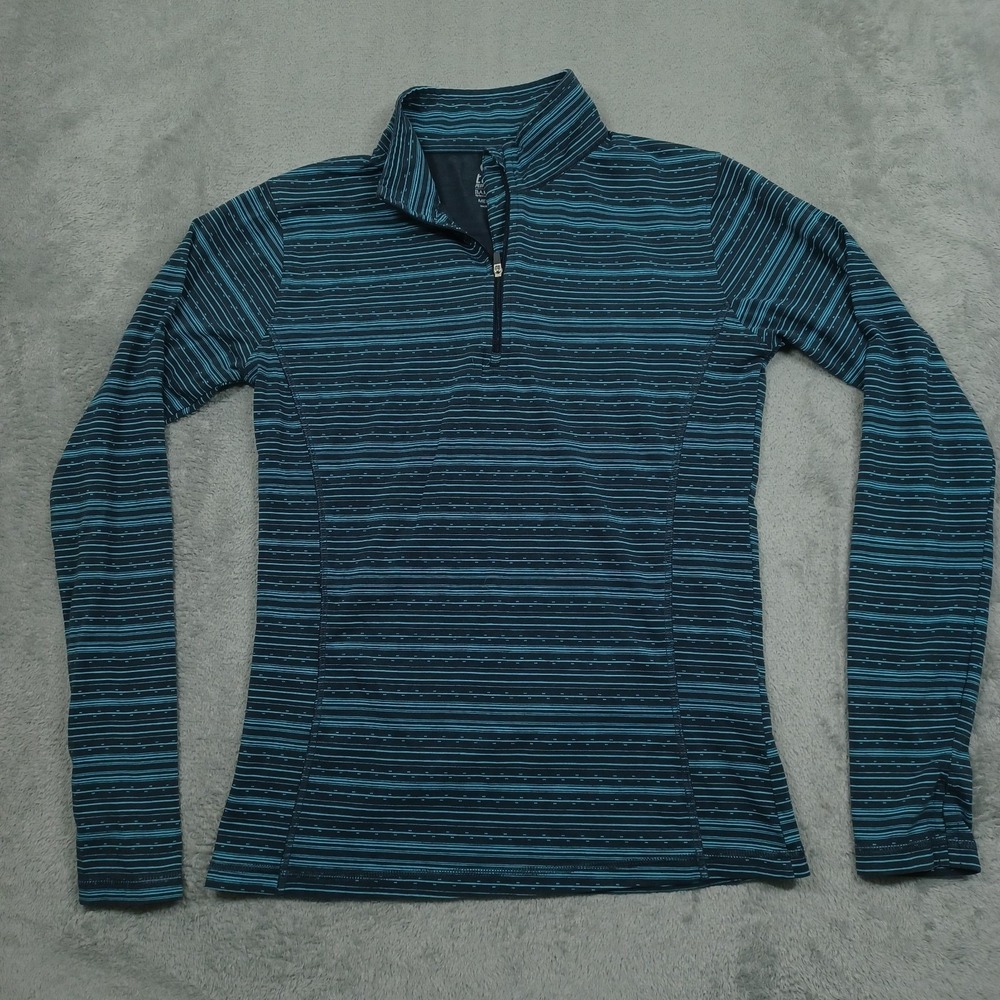 Tasc Top Womens‎ Medium Blue Striped 1/4 Zip Performance Bamboo Pullover